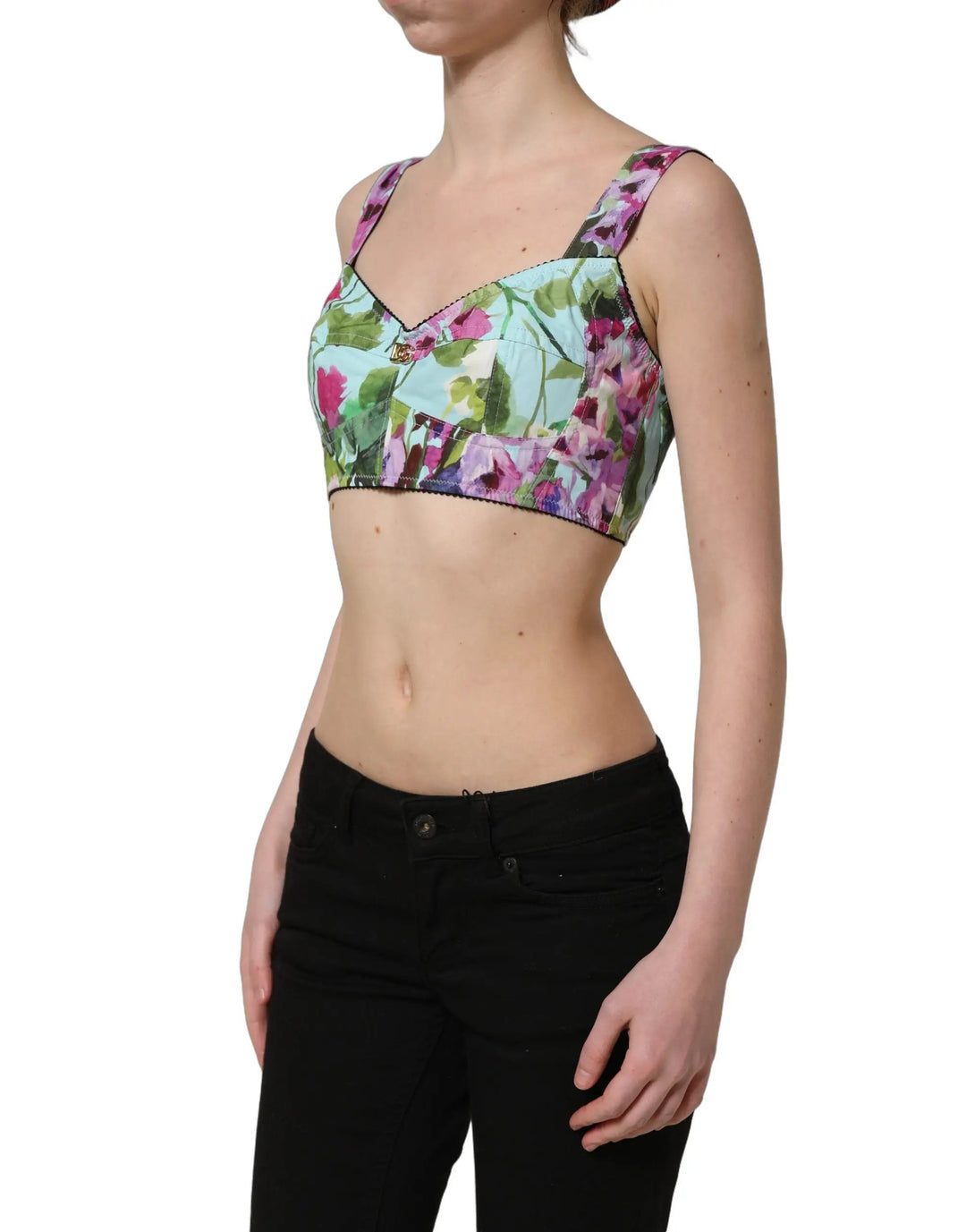 Dolce &amp; Gabbana Sample Sale | Dolce &amp; Gabbana Multicolor Floral Cropped Bustier Tank Top - | Designer outlet