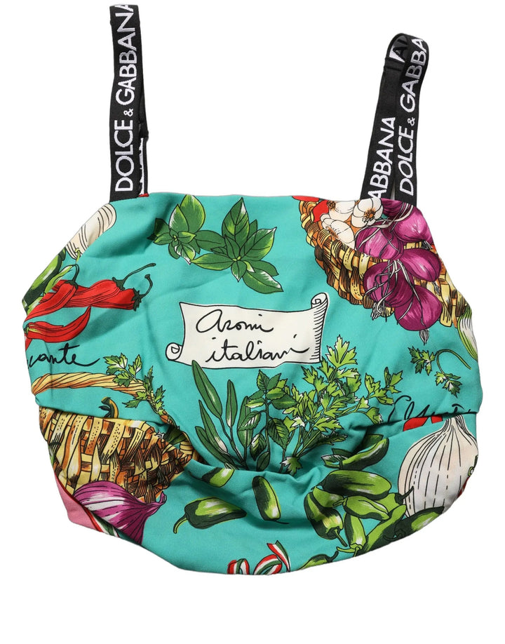 Dolce &amp; Gabbana Sample Sale | Dolce &amp; Gabbana Multicolor Silk Vegetable Print Cropped Top - | Designer outlet