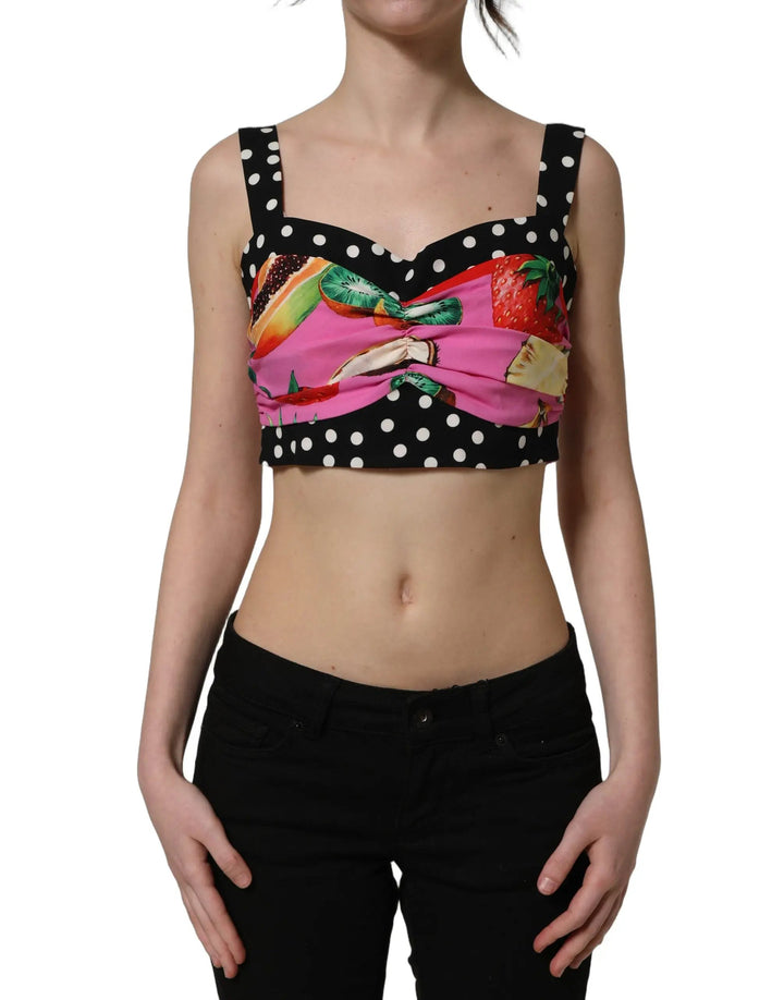 Dolce &amp; Gabbana Sample Sale | Dolce &amp; Gabbana Multicolor Silk Cropped Bustier Corset Top - | Designer outlet