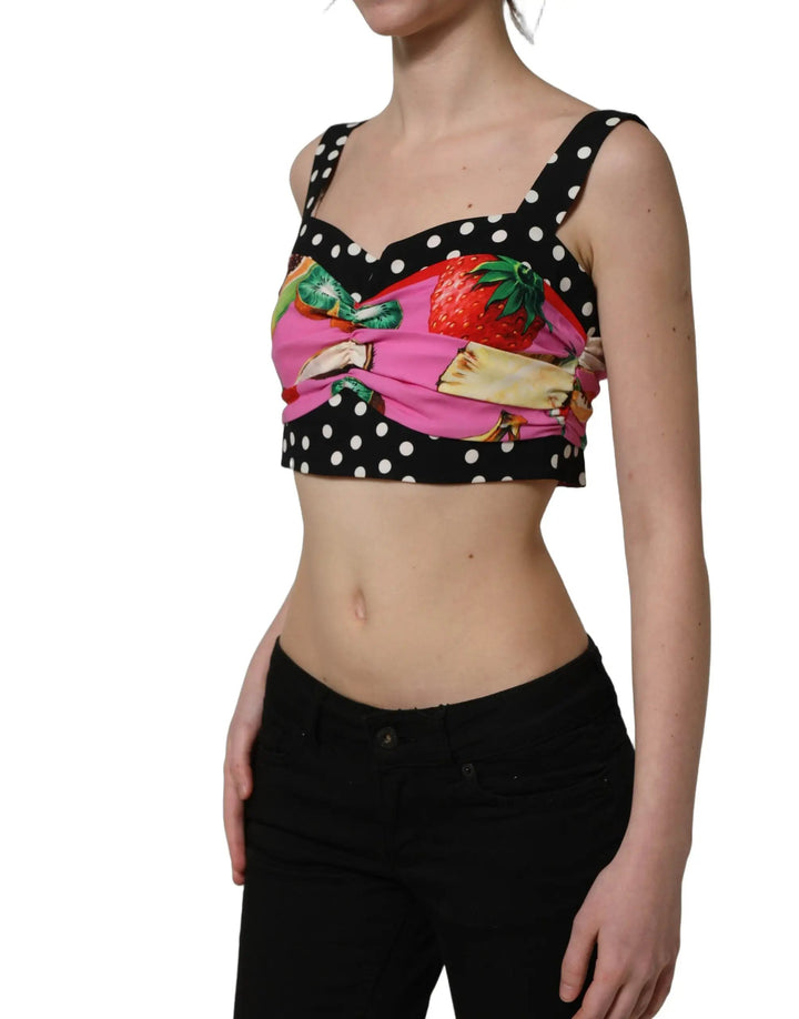 Dolce &amp; Gabbana Sample Sale | Dolce &amp; Gabbana Multicolor Silk Cropped Bustier Corset Top - | Designer outlet