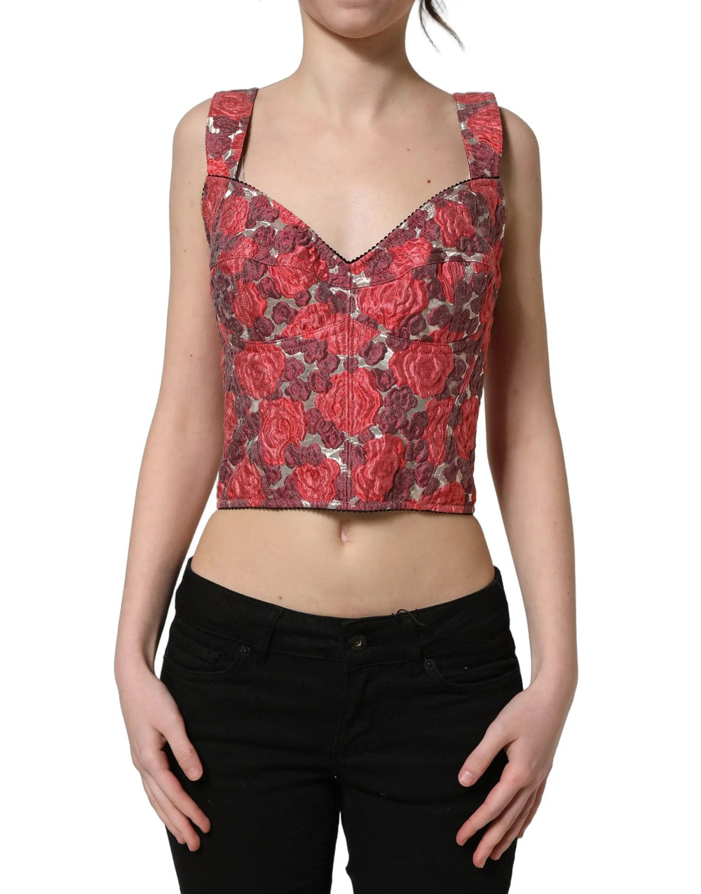 Dolce & Gabbana Sample Sale | Dolce & Gabbana Multicolor Floral Cropped Bustier Tank Top - | Designer outlet