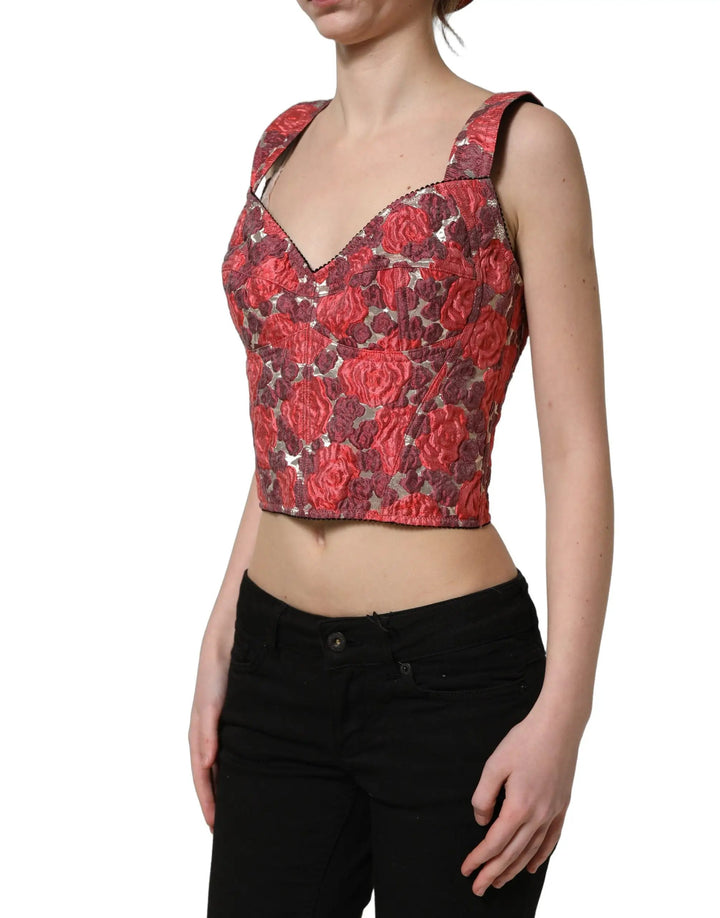 Dolce &amp; Gabbana Sample Sale | Dolce &amp; Gabbana Multicolor Floral Cropped Bustier Tank Top - | Designer outlet