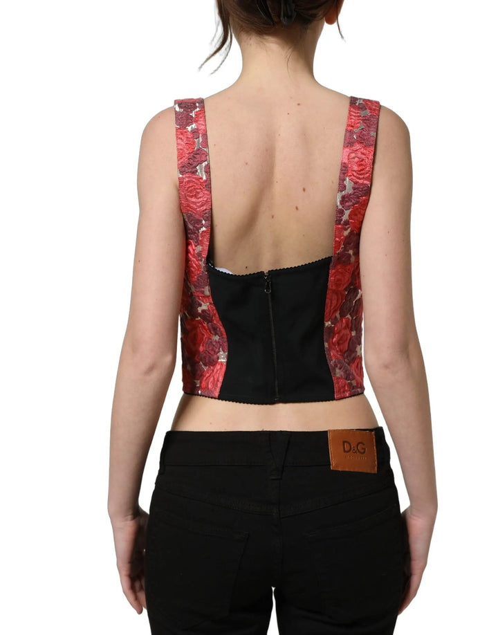 Dolce &amp; Gabbana Sample Sale | Dolce &amp; Gabbana Multicolor Floral Cropped Bustier Tank Top - | Designer outlet
