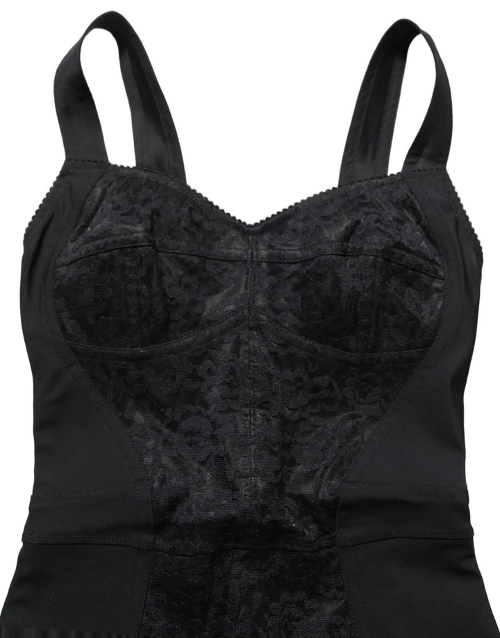 Dolce &amp; Gabbana Sample Sale | Dolce &amp; Gabbana Black Floral Lace Corset Bodycon Bodysuit - | Designer outlet