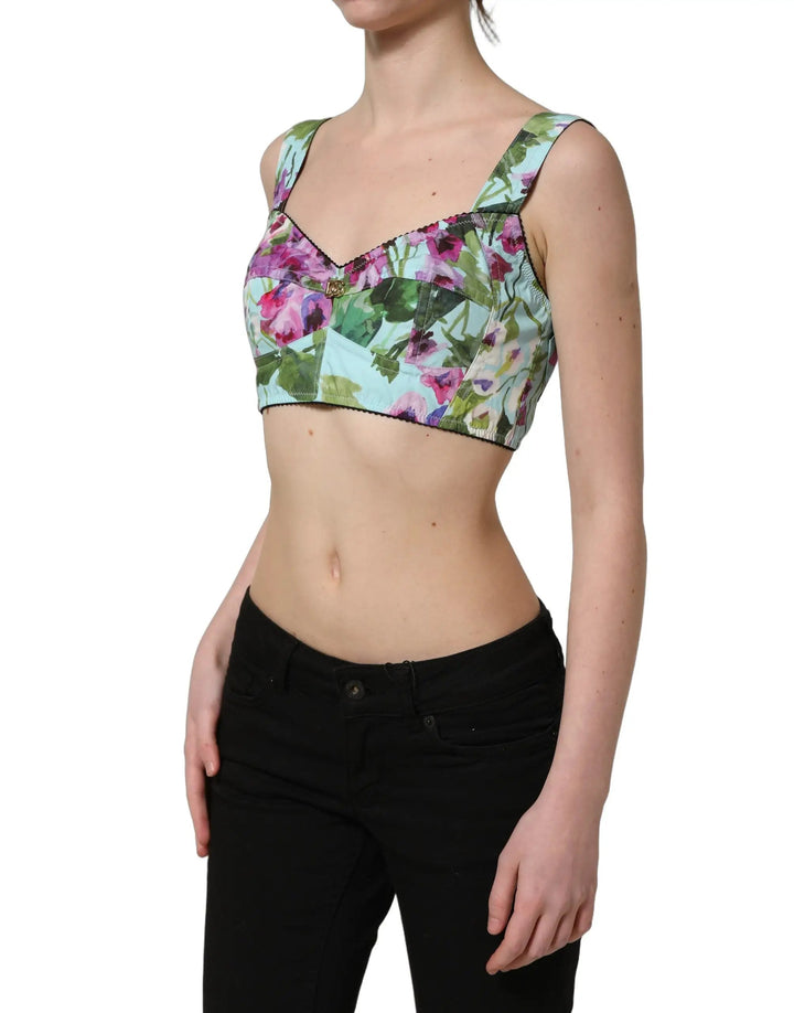 Dolce &amp; Gabbana Sample Sale | Dolce &amp; Gabbana Multicolor Floral Cropped Bustier Tank Top - | Designer outlet