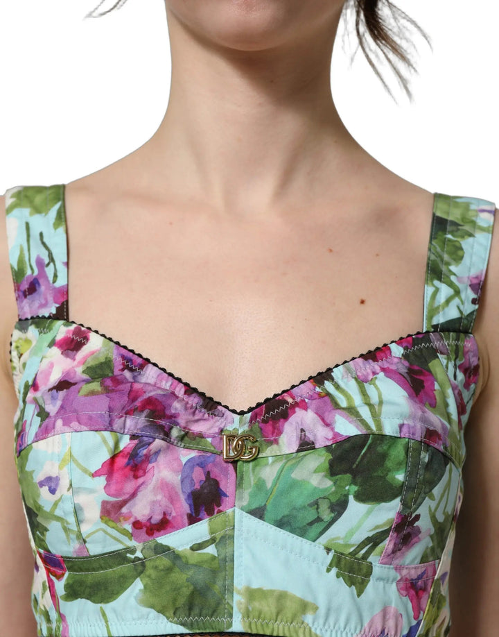 Dolce &amp; Gabbana Sample Sale | Dolce &amp; Gabbana Multicolor Floral Cropped Bustier Tank Top - | Designer outlet