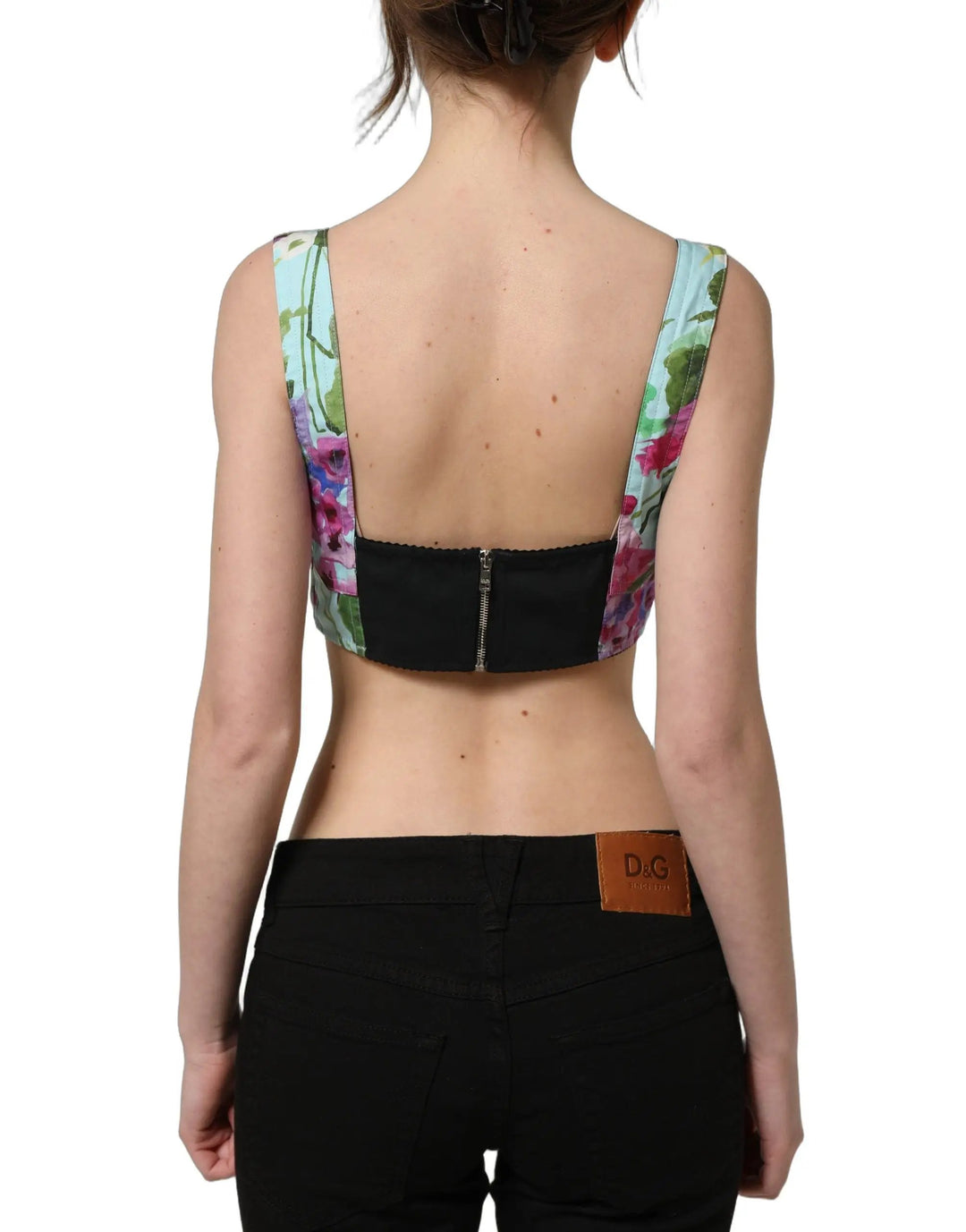 Dolce &amp; Gabbana Sample Sale | Dolce &amp; Gabbana Multicolor Floral Cropped Bustier Tank Top - | Designer outlet