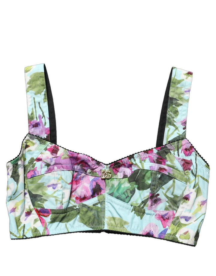 Dolce &amp; Gabbana Sample Sale | Dolce &amp; Gabbana Multicolor Floral Cropped Bustier Tank Top - | Designer outlet