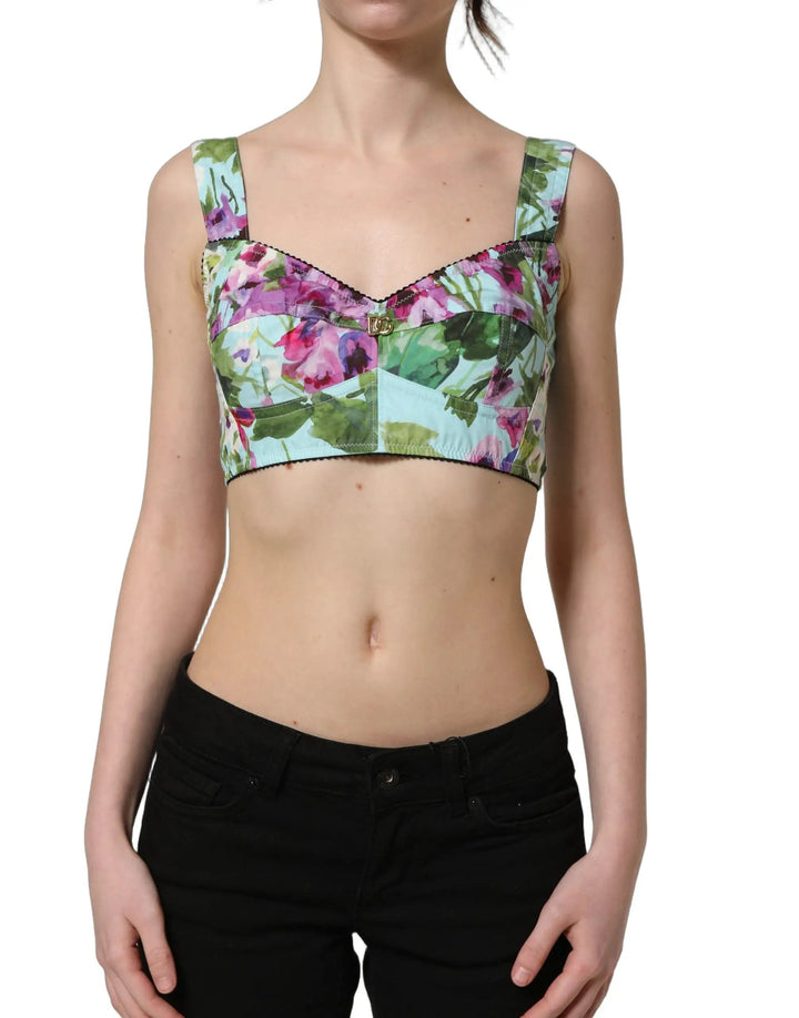 Dolce &amp; Gabbana Sample Sale | Dolce &amp; Gabbana Multicolor Floral Cropped Bustier Tank Top - | Designer outlet
