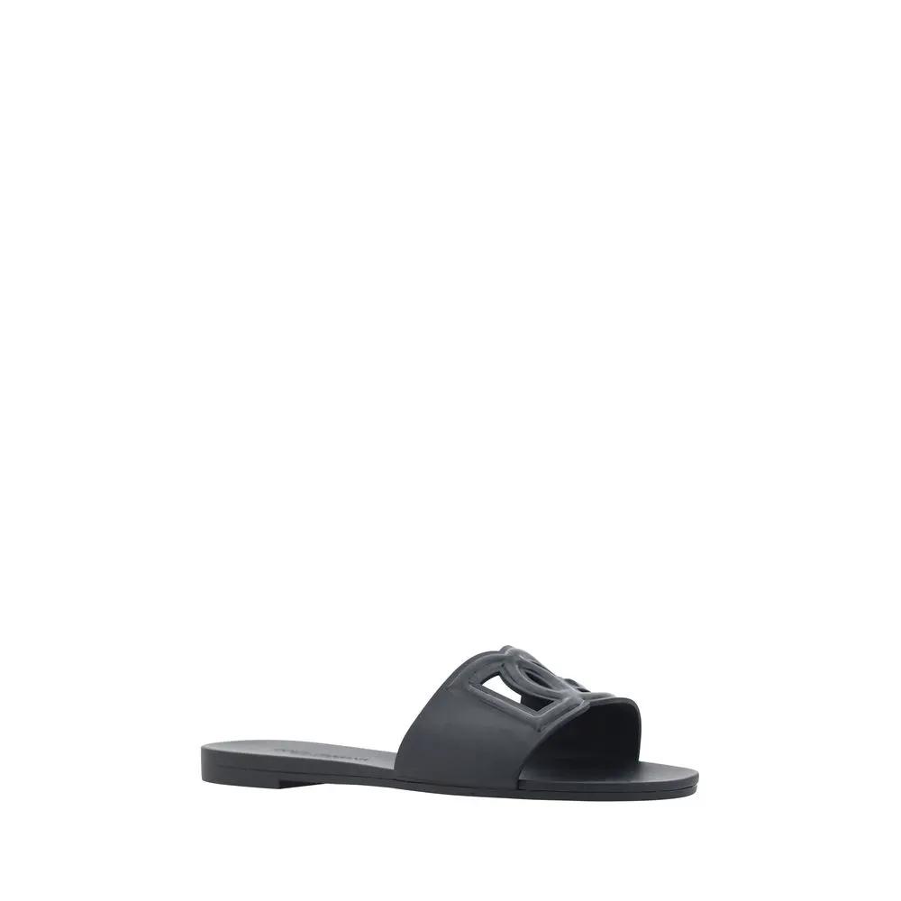 Dolce & Gabbana Sample Sale | Dolce & Gabbana Black Rubber Flat Sandals - | Designer outlet
