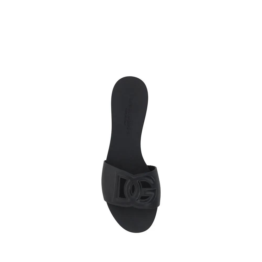 Dolce &amp; Gabbana Sample Sale | Dolce &amp; Gabbana Black Rubber Flat Sandals - | Designer outlet