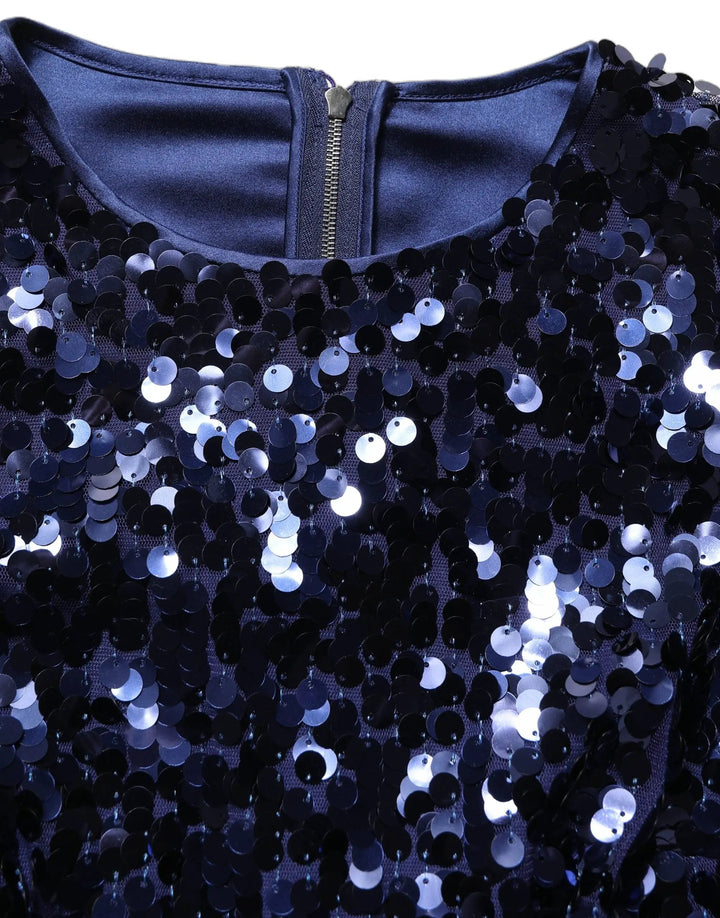 Dolce &amp; Gabbana Sample Sale | Dolce &amp; Gabbana Blue Sequined Long Sleeves Crop Blouse Top - | Designer outlet