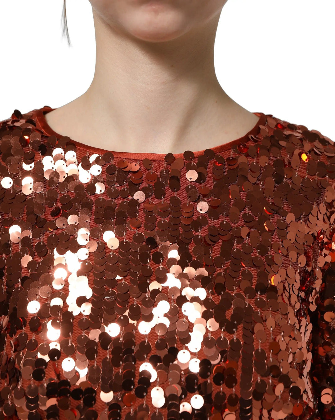 Dolce &amp; Gabbana Sample Sale | Dolce &amp; Gabbana Red Sequined Long Sleeves Crop Blouse Top - | Designer outlet