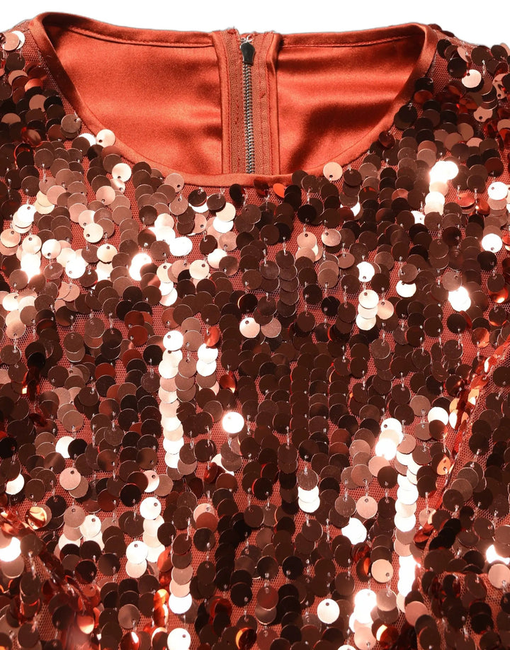 Dolce &amp; Gabbana Sample Sale | Dolce &amp; Gabbana Red Sequined Long Sleeves Crop Blouse Top - | Designer outlet