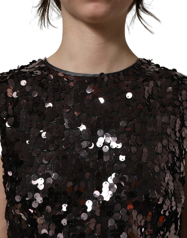 Dolce &amp; Gabbana Sample Sale | Dolce &amp; Gabbana Purple Sequined Sleeveless Cropped Tank Top - | Designer outlet
