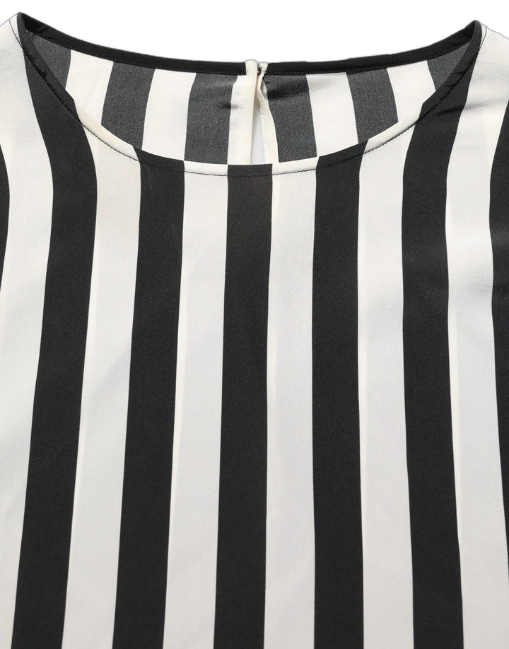 Dolce &amp; Gabbana Sample Sale | Dolce &amp; Gabbana Black White Stripes Round Neck Blouse Top - | Designer outlet