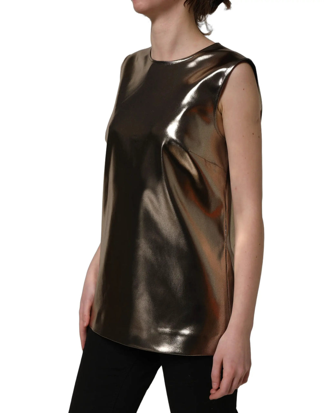 Dolce &amp; Gabbana Sample Sale | Dolce &amp; Gabbana Metallic Bronze Roundneck SleevelessTank Top - | Designer outlet