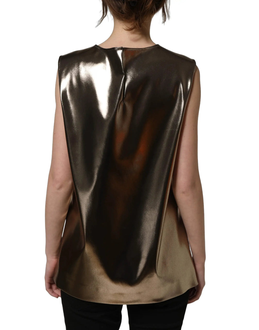 Dolce &amp; Gabbana Sample Sale | Dolce &amp; Gabbana Metallic Bronze Roundneck SleevelessTank Top - | Designer outlet