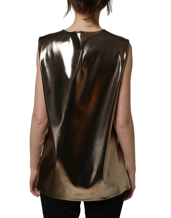 Dolce &amp; Gabbana Sample Sale | Dolce &amp; Gabbana Metallic Bronze Roundneck SleevelessTank Top - | Designer outlet