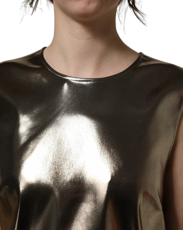 Dolce &amp; Gabbana Sample Sale | Dolce &amp; Gabbana Metallic Bronze Roundneck SleevelessTank Top - | Designer outlet