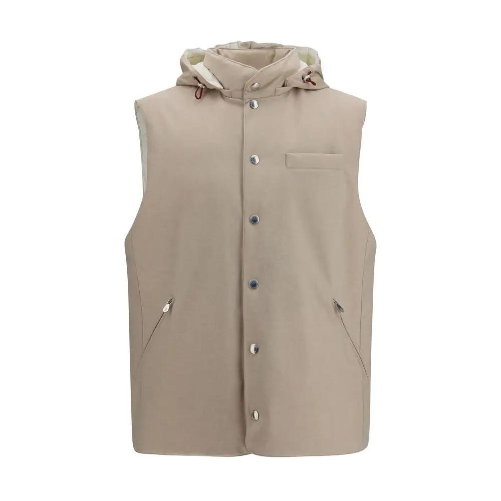 Brunello Cucinelli Sample Sale | Brunello Cucinelli Beige Wool Oves Aries Sleeveless Jacket - | Designer outlet