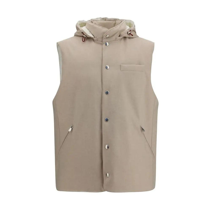 Brunello Cucinelli Sample Sale | Brunello Cucinelli Beige Wool Oves Aries Sleeveless Jacket - | Designer outlet