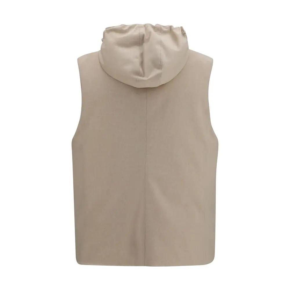 Brunello Cucinelli Sample Sale | Brunello Cucinelli Beige Wool Oves Aries Sleeveless Jacket - | Designer outlet