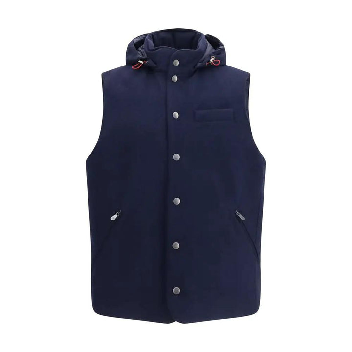 Brunello Cucinelli Sample Sale | Brunello Cucinelli Blue Wool Oves Aries Sleeveless Jacket - | Designer outlet