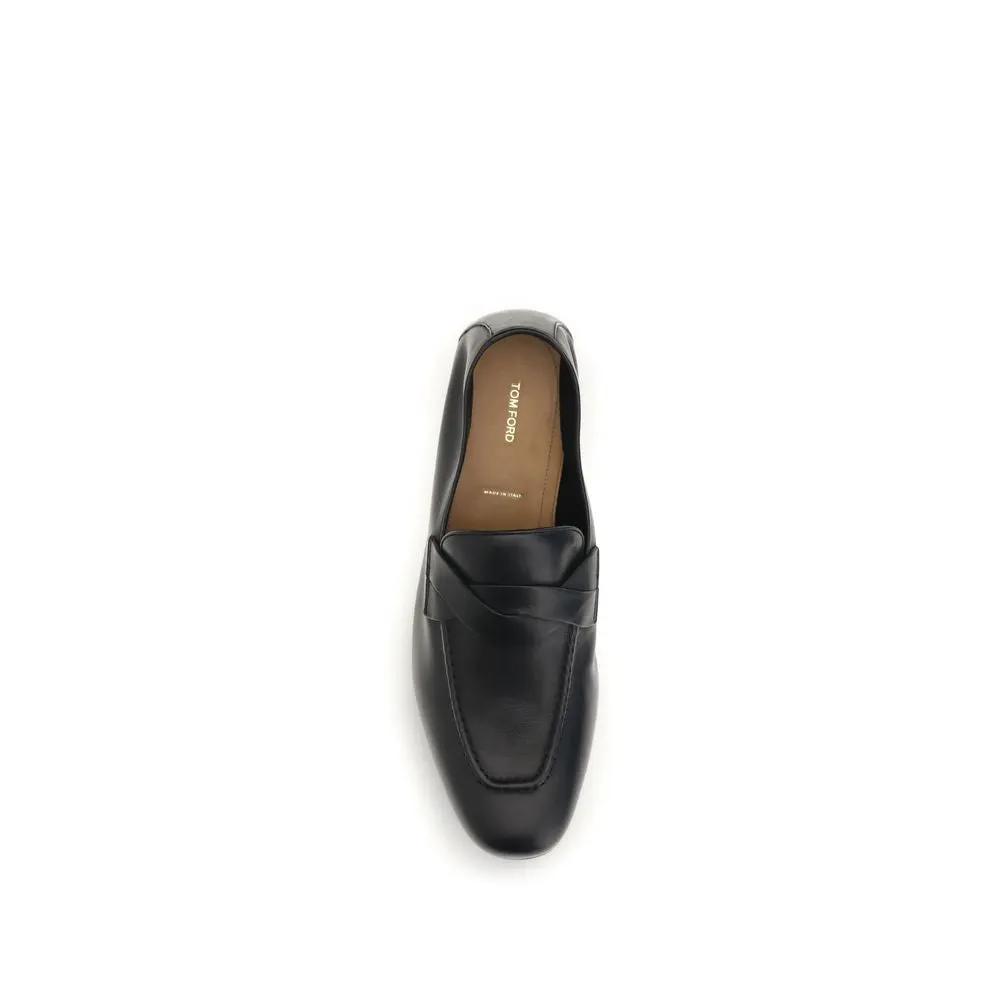 Tom Ford Sample Sale | Tom Ford Black Calf Leather Bos Taurus Slip-On Loafers - | Designer outlet