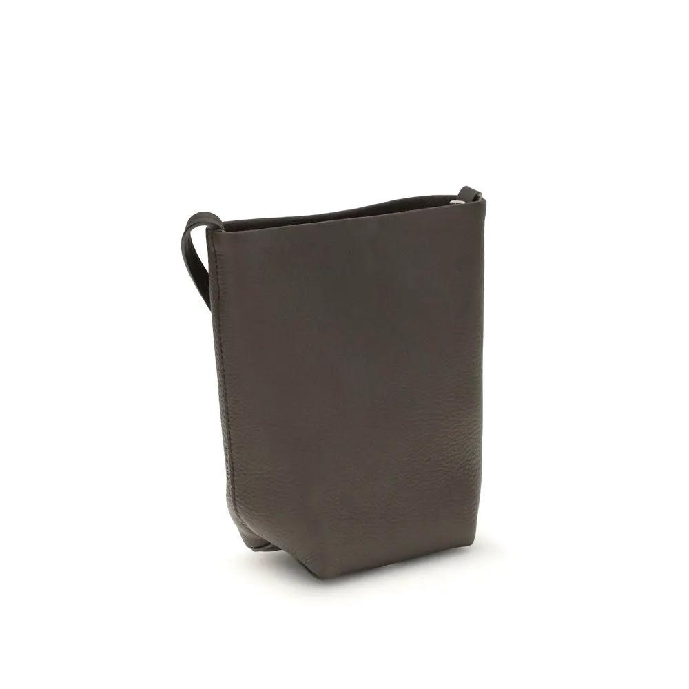 The Row Sample Sale | The Row Brown Calf Leather Bos Taurus Shoulder Bag - | Designer outlet
