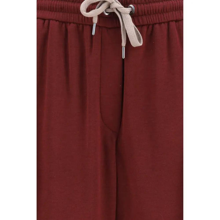 Brunello Cucinelli Sample Sale | Brunello Cucinelli Bordeaux Cotton Athletic Pants - | Designer outlet