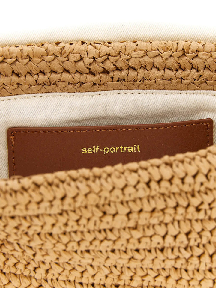 Self-Portrait Sample Sale | Self-Portrait Beige Raffia Shoulder Bag - | Designer outlet