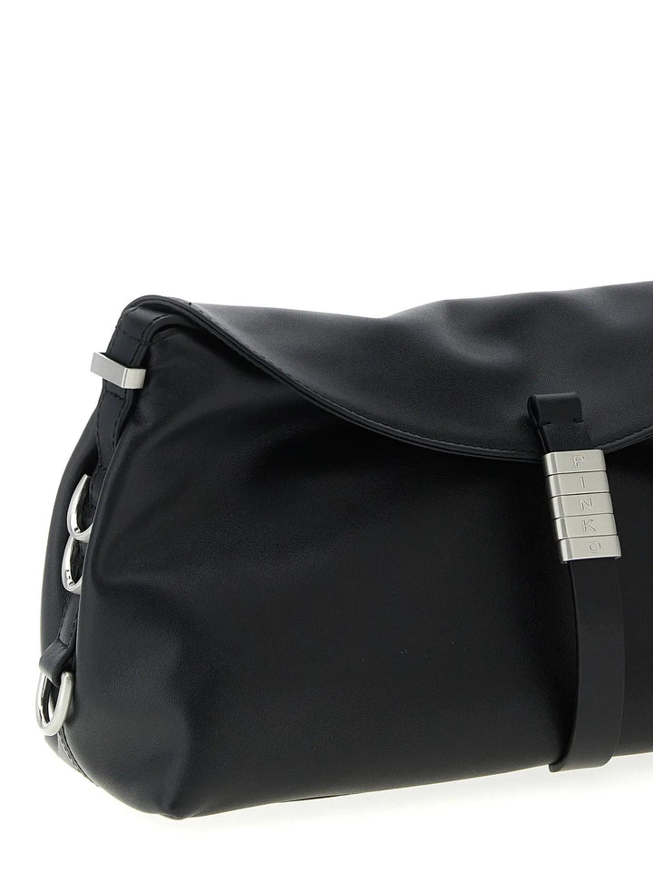 PINKO Black Goatskin Shoulder Bag
