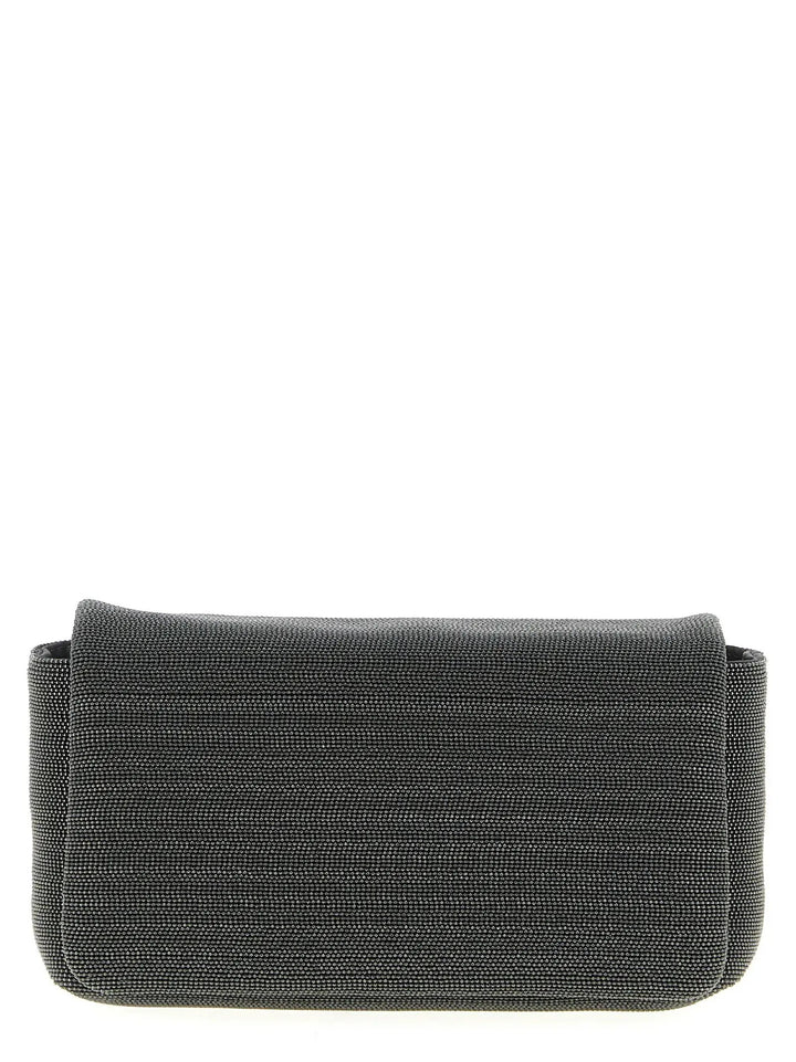 Brunello Cucinelli Black Leather Clutch Bag