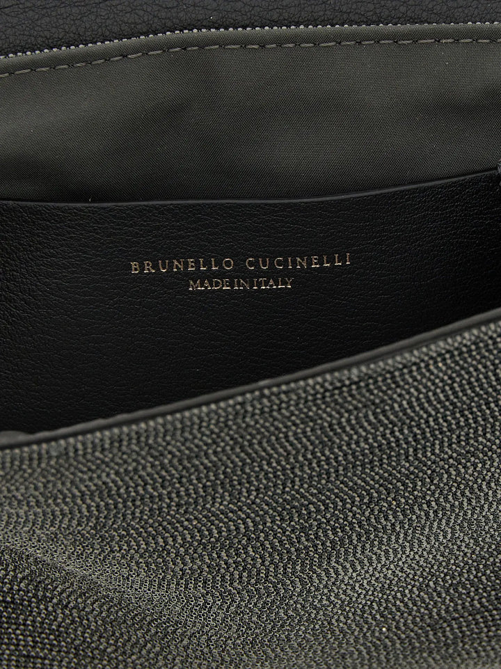 Brunello Cucinelli Black Leather Clutch Bag