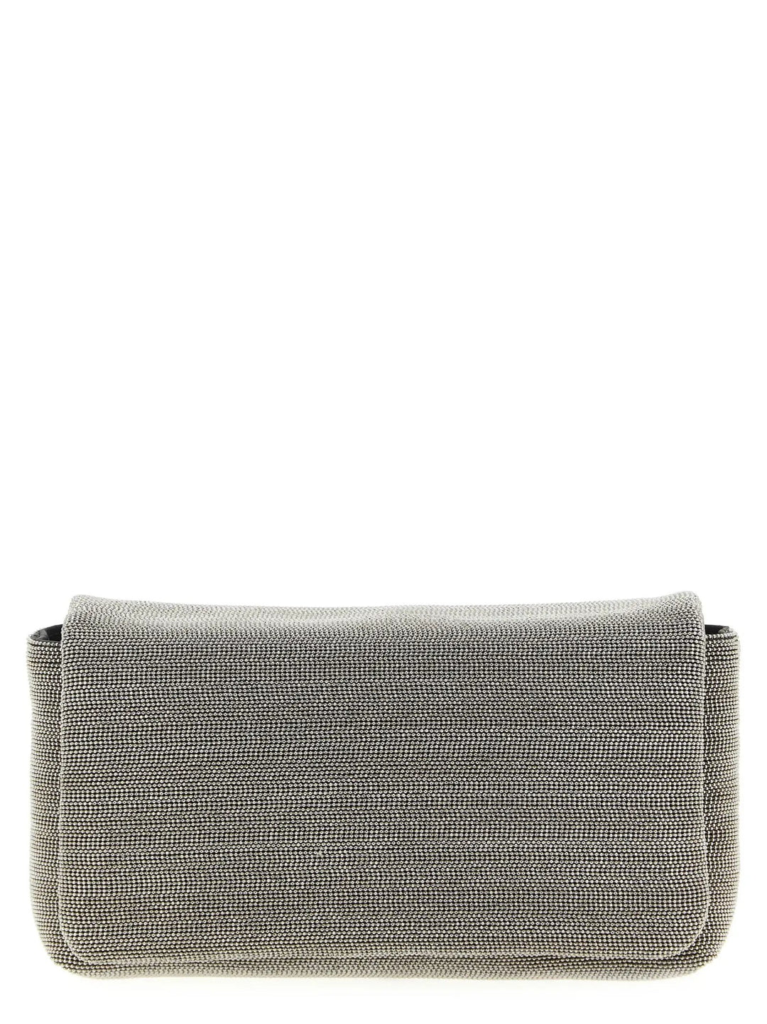 Brunello Cucinelli Silver Leather Clutch Bag