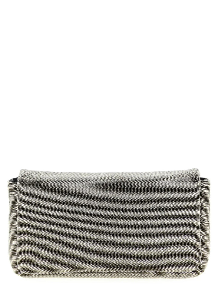 Brunello Cucinelli Silver Leather Clutch Bag