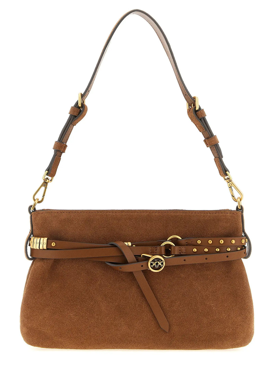 PINKO Brown Lamb Leather Shoulder Bag