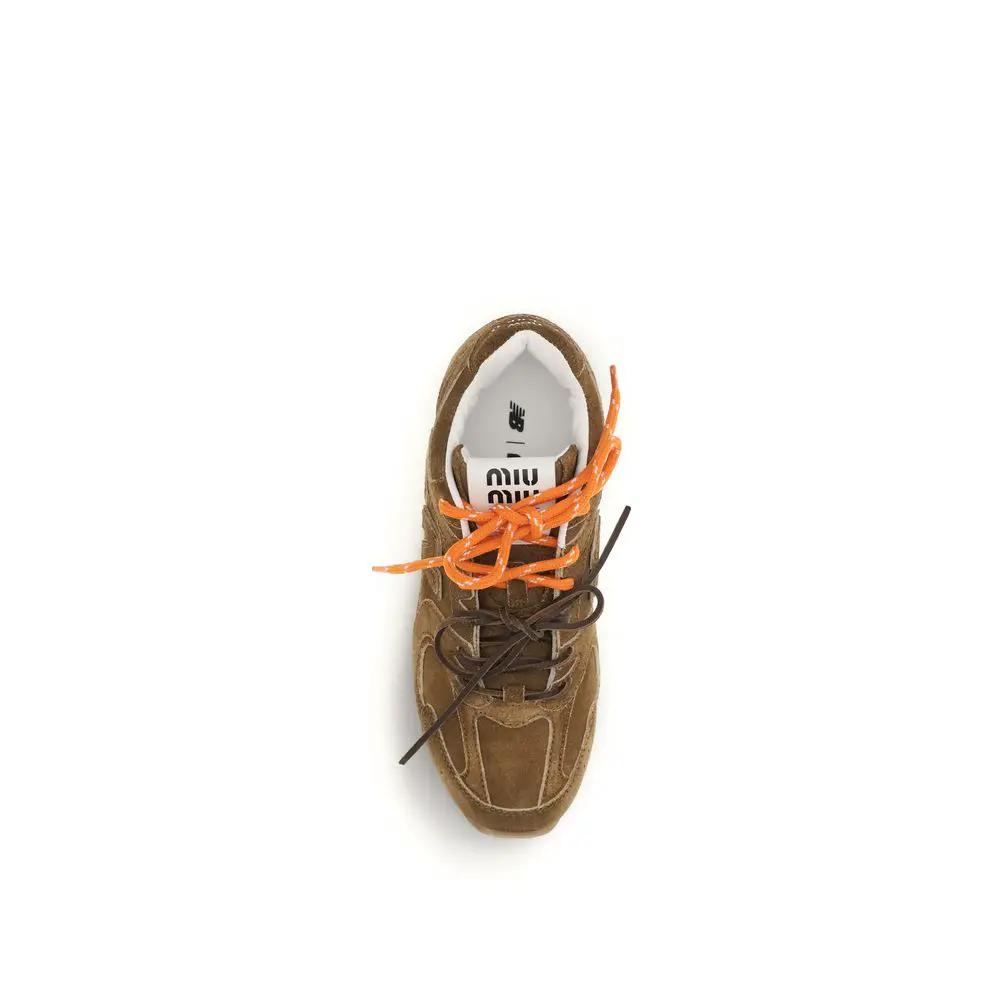 Miu Miu Sample Sale | Miu Miu Brown Calf Leather Bos Taurus Athletic Sneakers - | Designer outlet