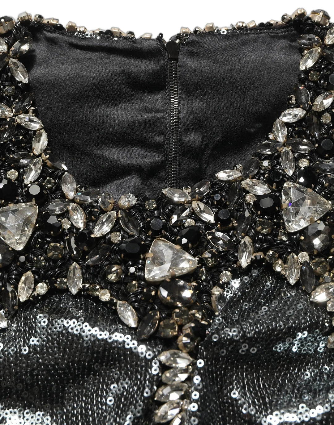 Dolce &amp; Gabbana Sample Sale | Dolce &amp; Gabbana Metallic Gray Sequin Embellished Blouse Top - | Designer outlet