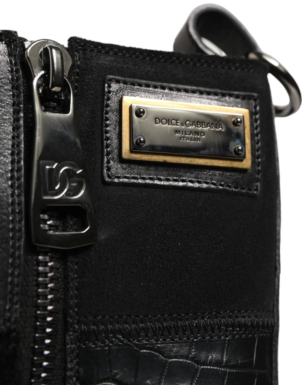 Dolce & Gabbana Sample Sale | Dolce & Gabbana Black Patchwork Leather Mid Calf Boots Shoes - | Designer outlet