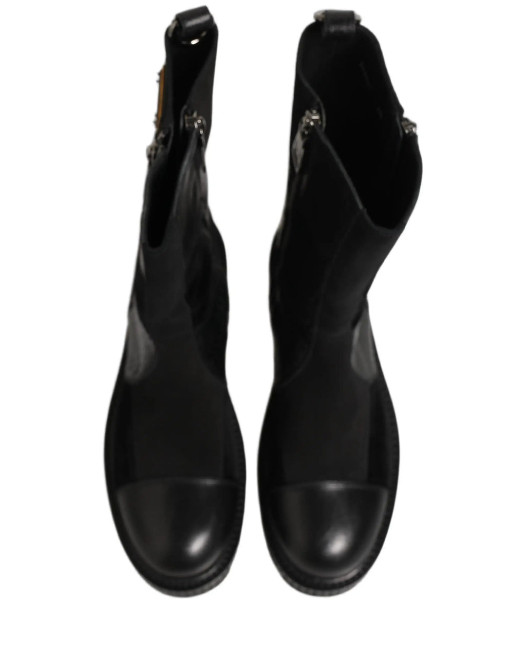 Dolce &amp; Gabbana Sample Sale | Dolce &amp; Gabbana Black Patchwork Leather Mid Calf Boots Shoes - | Designer outlet