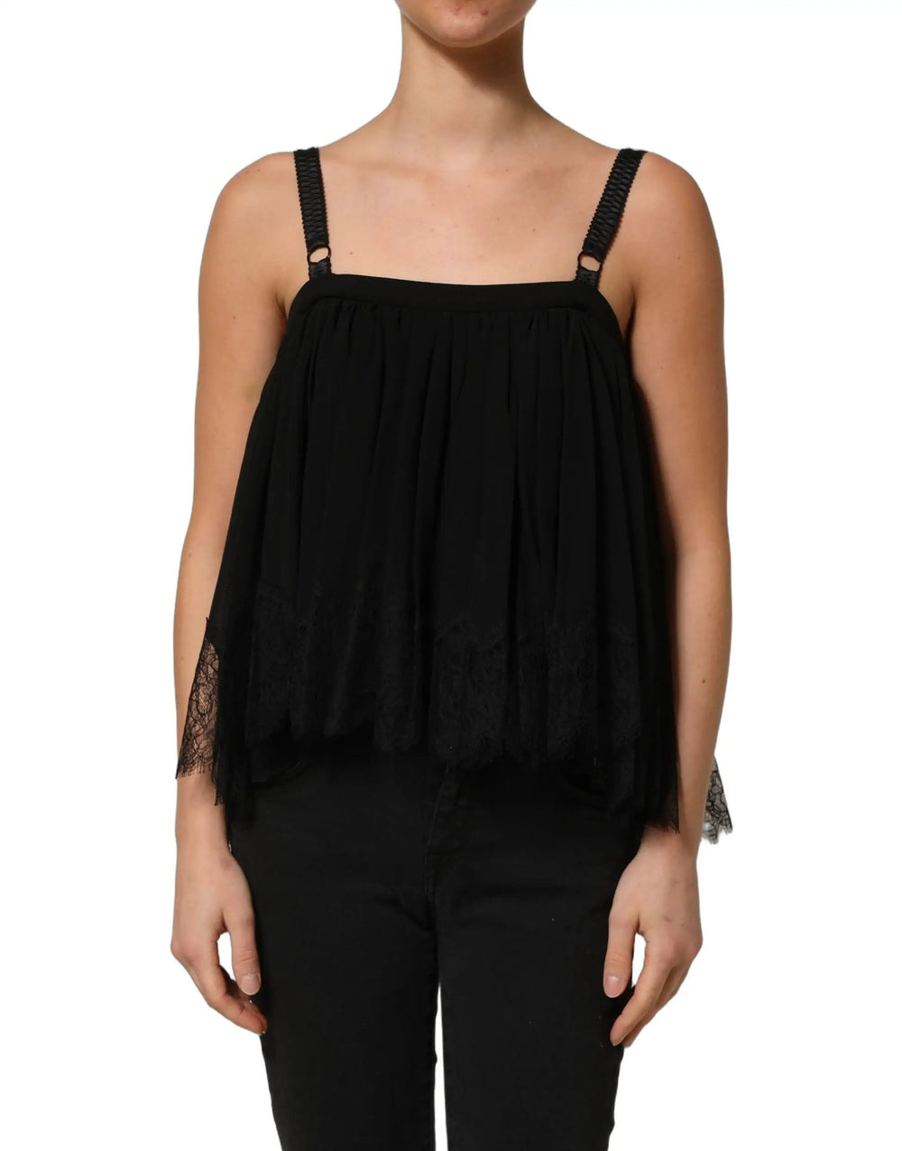 Dolce & Gabbana Sample Sale | Dolce & Gabbana Black Sleeveless Floral Lace Tank Blouse Top - | Designer outlet