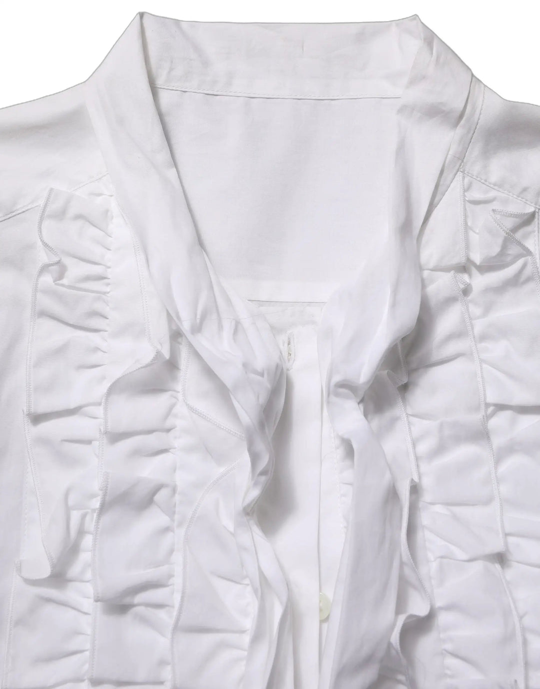 Dolce &amp; Gabbana Sample Sale | Dolce &amp; Gabbana White Ruffled Bib Long Sleeves Blouse Top - | Designer outlet