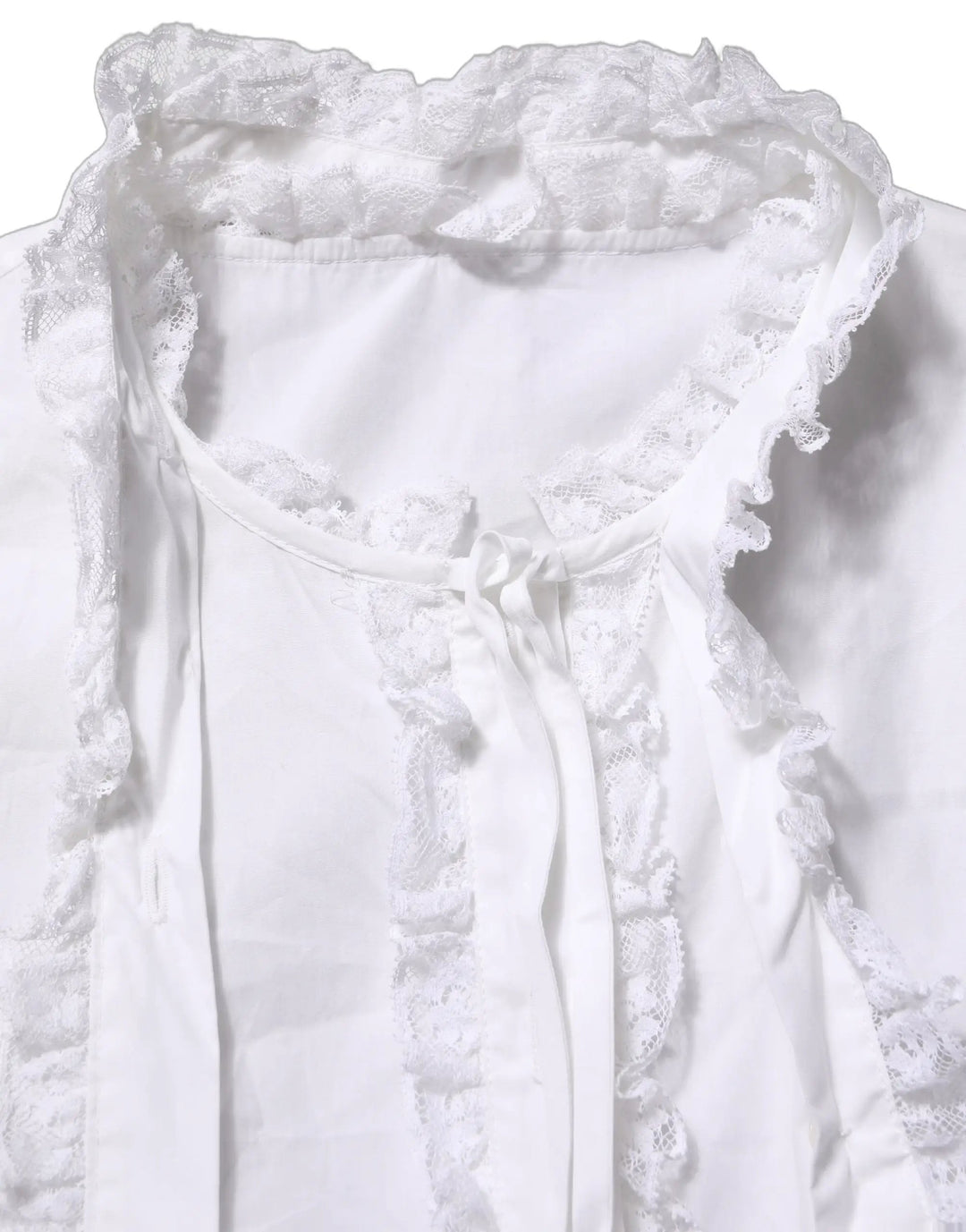 Dolce &amp; Gabbana Sample Sale | Dolce &amp; Gabbana White Ruffled Lace Embellished Blouse Top - | Designer outlet