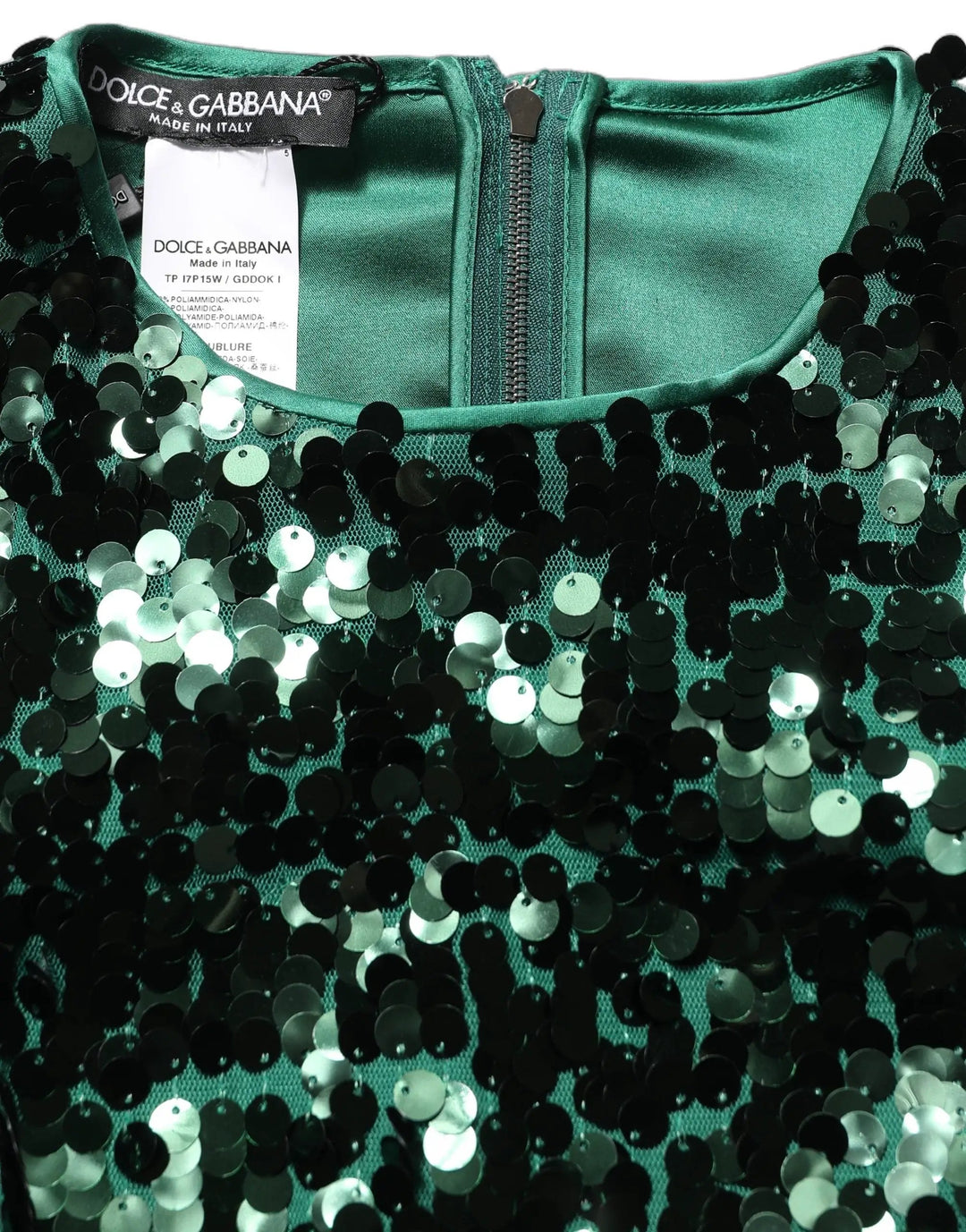 Dolce &amp; Gabbana Sample Sale | Dolce &amp; Gabbana Green Sequined Long Sleeves Crop Blouse Top - | Designer outlet