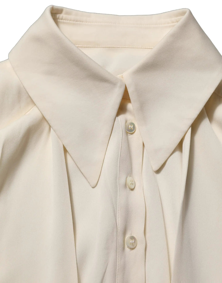 Dolce &amp; Gabbana Sample Sale | Dolce &amp; Gabbana Off White Ascot Collar Long Sleeves Blouse Top - | Designer outlet