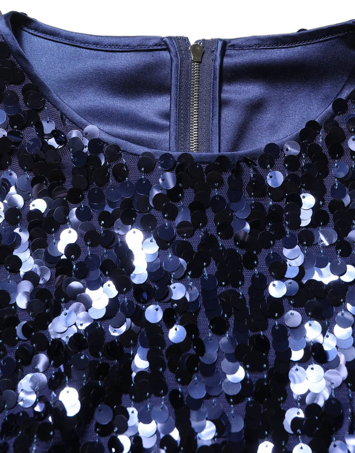 Dolce &amp; Gabbana Sample Sale | Dolce &amp; Gabbana Blue Sequined Long Sleeves Crop Blouse Top - | Designer outlet
