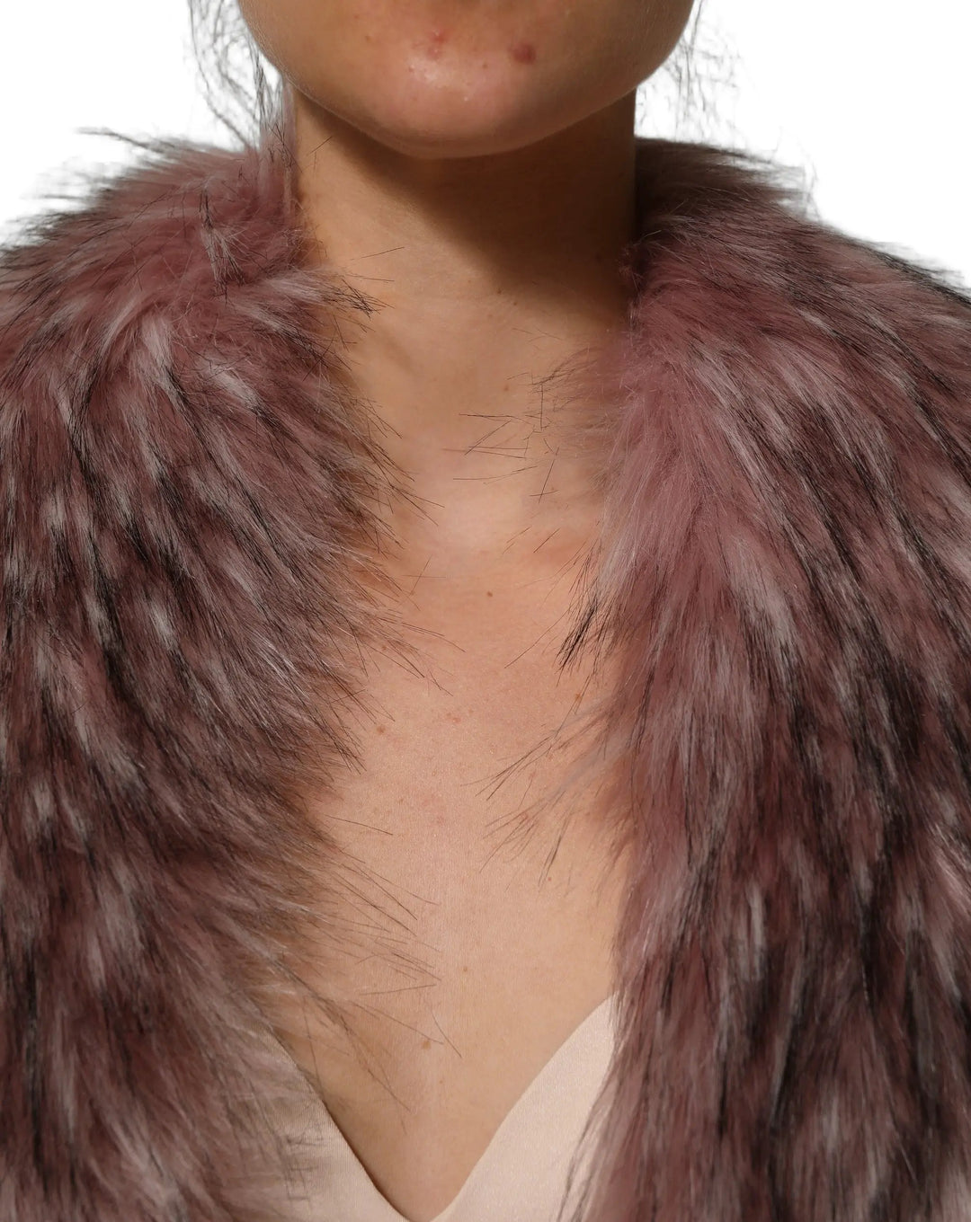 Dolce &amp; Gabbana Sample Sale | Dolce &amp; Gabbana Pink Acrylic Faux Fur Knit Shrug Vest Top - | Designer outlet