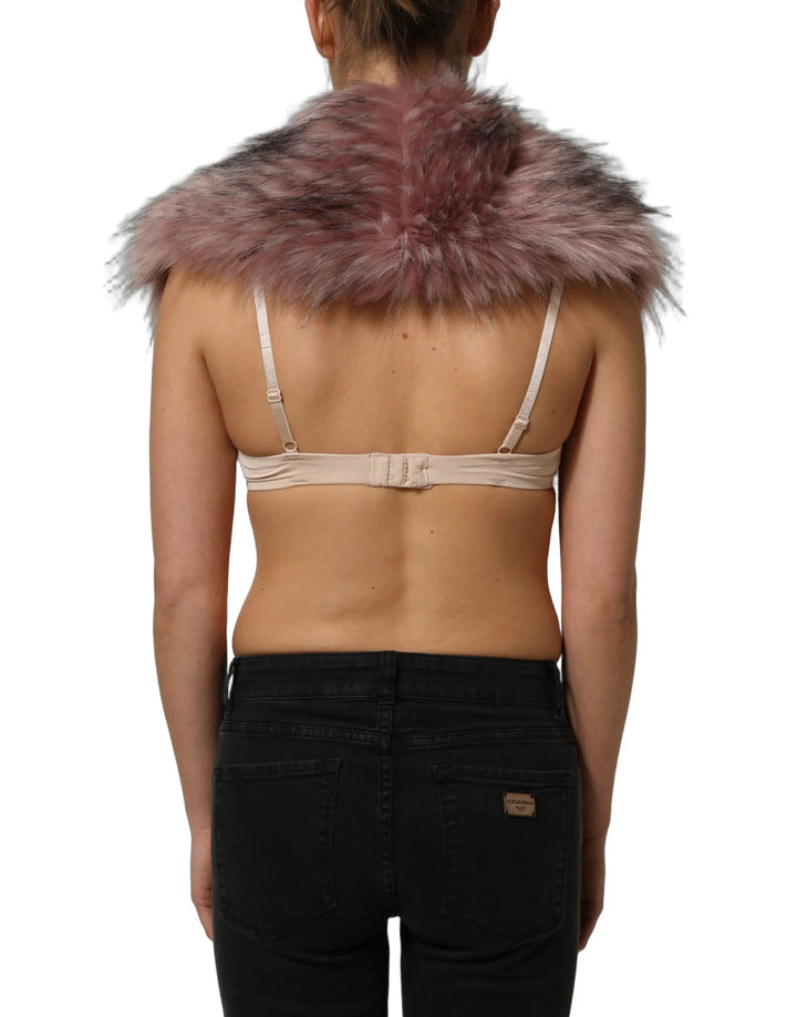 Dolce &amp; Gabbana Sample Sale | Dolce &amp; Gabbana Pink Acrylic Faux Fur Knit Shrug Vest Top - | Designer outlet